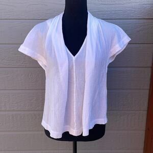 NWOT Svilu lightweight gauze wrap neck sheer white blouse women’s XS